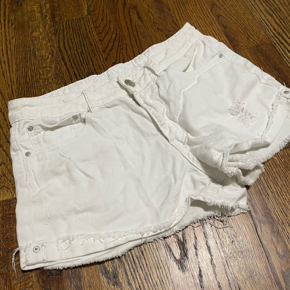 White jean shorts